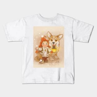 Gnome and corgi. Merry christmas. Kids T-Shirt